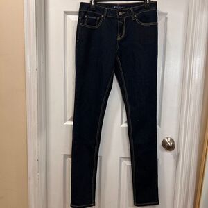 Rocawear Classic Dark Wash Skinny Jeans with Holographic Pocket‎ Design Size 9
